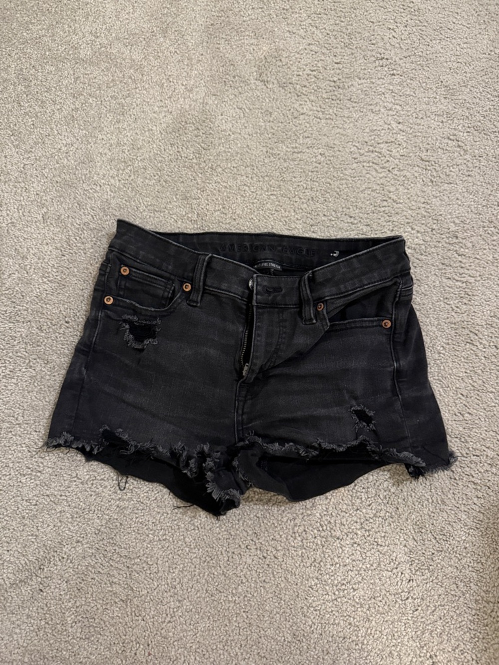 American Eagle Outfitters Black Distressed Denim Cutoff Shorts